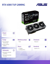ASUS Karta graficzna RTX 4080 TUF GAMING 16GB GDDRX6 256bit 3DP/2HDMI  - TUF-RTX4080-16G-GAMING - Zdjęcie 6