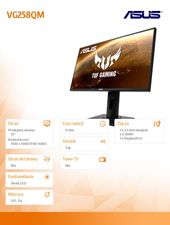 ASUS Monitor 25 cali VG258QM TUF GAMING 280Hz 0.5 GTG G-SYNC HDMIx2 DP PIVOT Głośnik - VG258QM - Zdjęcie 2