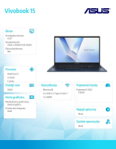 ASUS Notebook Vivobook 15 X1504VA-BQ4279 Core 3 100U/16GB/512GB/nOS - X1504VA-BQ4279 - Zdjęcie 8
