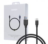 AUKEY CB-AC1 nylonowy kabel Quick Charge USB C-USB 3.1 | FCP | AFC | 1.2m | 5 Gbps | 3A | 60W PD | 20V - CB-AC1 Black - Zdjęcie 1