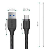 AUKEY CB-AC1 nylonowy kabel Quick Charge USB C-USB 3.1 | FCP | AFC | 1.2m | 5 Gbps | 3A | 60W PD | 20V - CB-AC1 Black - Zdjęcie 2