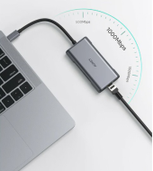 AUKEY Hub USB-C CB-C75 aluminiowy  | 6w1 | RJ45 Ethernet 10/100/1000Mbps | 3xUSB 3.1 | HDMI 4k@30Hz | USB-C Power Delivery 100W - CB-C75 - Zdjęcie 3