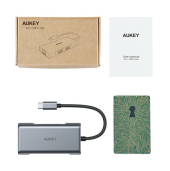 AUKEY Hub USB-C CB-C75 aluminiowy  | 6w1 | RJ45 Ethernet 10/100/1000Mbps | 3xUSB 3.1 | HDMI 4k@30Hz | USB-C Power Delivery 100W - CB-C75 - Zdjęcie 5