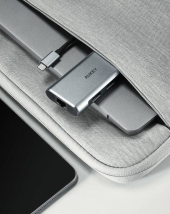 AUKEY Hub USB-C CB-C75 aluminiowy  | 6w1 | RJ45 Ethernet 10/100/1000Mbps | 3xUSB 3.1 | HDMI 4k@30Hz | USB-C Power Delivery 100W - CB-C75 - Zdjęcie 7