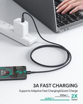 AUKEY CB-CC3 OEM nylonowy kabel Quick Charge USB C - USB C | 3m | 5Gbps | 60W PD | 20V - CB-CC3 OEM - Zdjęcie 2