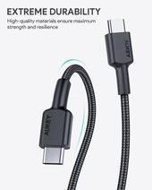 AUKEY CB-CC3 OEM nylonowy kabel Quick Charge USB C - USB C | 3m | 5Gbps | 60W PD | 20V - CB-CC3 OEM - Zdjęcie 3