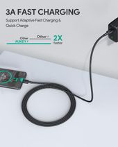 AUKEY CB-CC3 OEM nylonowy kabel Quick Charge USB C - USB C | 3m | 5Gbps | 60W PD | 20V - CB-CC3 OEM - Zdjęcie 7