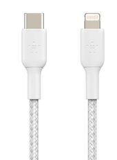 BELKIN Kabel Braided USB-C Lightning 1m biały - CAA004bt1MWH - Zdjęcie 1