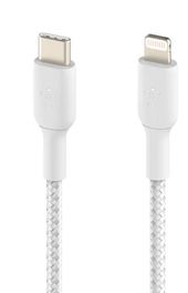 BELKIN Kabel Braided USB-C Lightning 1m biały - CAA004bt1MWH - Zdjęcie 2