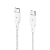 BELKIN Kabel w oplocie USB-C do USB-C 100W 3m biały - CAB014bt3MWH - Zdjęcie 2