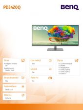 BENQ Monitor 34 cali PD3420Q LED QHD/IPS/5ms/GL/HDMI/DP  - 9H.LJHLB.QPE - Zdjęcie 8