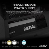 CORSAIR Zasilacz RM750e PCIe 5.1 80+GOLD F.MODULAR ATX3.1  - CP-9020295-EU - Zdjęcie 4