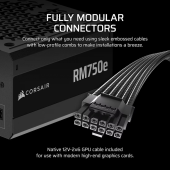 CORSAIR Zasilacz RM750e PCIe 5.1 80+GOLD F.MODULAR ATX3.1  - CP-9020295-EU - Zdjęcie 5