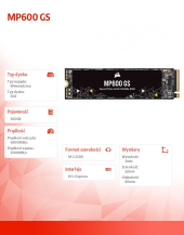 CORSAIR Dysk SSD 500GB MP600 GS 4800/3500 MB/s M.2 Gen4 PCIe x4 NVMe 1.4  - CSSD-F0500GBMP600GS - Zdjęcie 3
