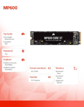 CORSAIR Dysk SSD 1TB MP600 CORE XT 5000/3500 MB/s M.2 NVMe PCIe Gen4 x4 - CSSD-F1000GBMP600CXT - Zdjęcie 6