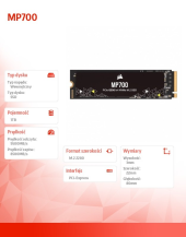 CORSAIR Dysk SSD 1TB MP700 Series 9500/8500 MB/s PCIe Gen 5.0 x4 NVMe 2.0 - CSSD-F1000GBMP700R2 - Zdjęcie 8