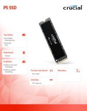 CRUCIAL Dysk SSD P5 250GB M.2 PCIe NVMe 2280 3400/1400MB/s - CT250P5SSD8 - Zdjęcie 2