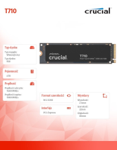 CRUCIAL Dysk SSD T710 4TB M.2 NVMe 2280 PCIe 5.0 14500/13800 - CT4000T710SSD8 - Zdjęcie 2