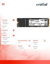 CRUCIAL Dysk SSD P1 500GB M.2 PCIe NVMe 2280 1900/950MB/s  - CT500P1SSD8 - Zdjęcie 3