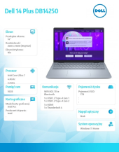 Laptop Dell 14 Plus DB14250 Win 11 HOME|U7-256V|16GB|1TB SSD|Intel Arc|FgrPr |WLAN + BT|14.0 2.5K|Backlit Kb|4 Cell|65W - 1425-2839 - Zdjęcie 2