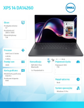 DELL Laptop XPS 14 DA14260 Win11Pro Core Ultra X7 358H/32GB/1TB/14 TOUCH/2,8K /Intel Arc/FgrPr/Cam/Mic/Backlit Kb/3 Cell/3Y ProSupport - 1426-4343 - Zdjęcie 4