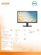 DELL Monitor SE2222H 21,5 LED 1920x1080/HDMI/VGA/3Y  - 210-AZKU - Zdjęcie 8