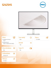 DELL Monitor 23.8 cala S2425HS IPS LED 100Hz Full HD (1920x1080)/16:9/2xHDMI/Speakers/fully adjustable stand/3Y  - 210-BMHH - Zdjęcie 7