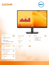 DELL Monitor E2225HM 21.5 cala LED VA Full HD (1920 x1080)/16:9/DP/HDMI/VGA/3Y - 210-BQMZ - Zdjęcie 7