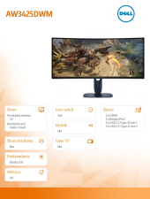 DELL Monitor AW3425DWM 34 cale Curved AMD FreeSync VA 180Hz WQHD         (3440x1440)/21:9/1xDP/2xHDMI/2xUSB 3.2/3Y AES&PPE - 210-BQWL - Zdjęcie 5