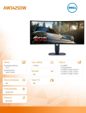 DELL Monitor AW3425DW 34.2 Curved AMD FreeSync QD-OLED 240Hz WQHD (3440x1440)/21:9/1xDP/2xHDMI/1xUSB 3.2/1xUSB-C/3Y AES&PPE - 210-BRTW - Zdjęcie 7