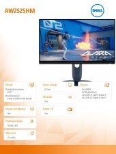 DELL Monitor AW2525HM 24.5 AMD FreeSync Premium & NVIDIA G-SYNC Compatible 320Hz Full HD (1920x1080)/16:9/DP/2xHDMI/USB 3.2/3Y AES&PPE - 210-BRYJ - Zdjęcie 9