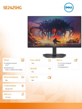 DELL Monitor SE2425HG 23.8 AMD FreeSync Premium 200Hz Full HD (1920x1080)/16:9/2xHDMI/DP/3Y AES&PPE  - 210-BSNR - Zdjęcie 8