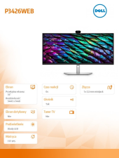 DELL Monitor P3426WEB 34 cale IPS Zakrzywiony WQHD (3440x1440)/21:9/HDMI/DP/4xUSB/2xUSB-C/RJ45/Kamera/Głośniki/3Y - 210-BVHQ - Zdjęcie 8