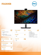 DELL Monitor P2426HEB 23.8 cala IPS FHD (1920x1080)/16:9/HDMI/2xDP/5xUSB/2xUSB-C/RJ45/Camera/Głośniki/3Y - 210-BVHS - Zdjęcie 8