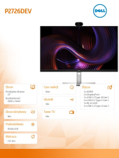 DELL Monitor P2726DEV 27 cali IPS QHD (2560x1440)/16:9/HDMI/2xDP/4xUSB/2xUSB-C/Camera/3Y - 210-BVHV - Zdjęcie 8