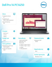 Laptop Dell Pro 14 PC14250 W11P C7 150U/16GB/512GB/FgrPr/FHD IR Cam&Mic/WLAN+BT|14.0 FHD+|BcklKb/3C/65W/3YPS Magnetite color, textured finish - BTO016_PC14250_EMEA - Zdjęcie 2