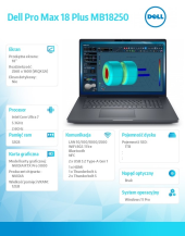 Laptop Dell Pro Max 18 Plus MB18250 W11P U7-265HX|32GB|1TB|Nvidia RTX PRO 3000|FgrPr & SmtCd|Cam|WLAN + BT|18.0 QHD+|Backlit Kb|6 Cell|3YPS - BTO104_MB18250_EMEA - Zdjęcie 9