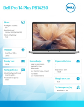 Laptop Dell Pro 14 Plus PB14250 W11P U5 235U/16GB/512GB/14.0 FHD+ Touch/Int/FgrPr&SmtCd/Cams&Mic/WLAN+BT/BcklKb/3C/vPro/3YPS Aluminum  - BTO107_PB14250_EMEA - Zdjęcie 5