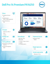 Laptop Dell Pro 14 Premium PA14250 W11P U7-268V/32GB/512GB SSD/FgrPr/IRCam&Mic/WLAN+BT|14.0 QHD+ Touch/BcklKb/3C/vPro/3YPS - BTO210_PA14250_EMEA - Zdjęcie 9