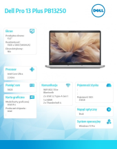 Laptop Dell Pro 13 Plus PB13250 W11P Ultra 7 266V/16GB/512GB/13.3 FHD+/Arc/FgrPr&SmtCd/FHD/IRCam/Mic/WLAN only+BT/BcklKb/3C/vPro/3YPS Silver - BTO211_PB13250_EMEA - Zdjęcie 9