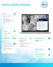 Laptop Dell Pro 16 Plus PB16250 W11P U5-238V/32GB/512GB SSD/FgrPr/FHD IRCam&Mic/WLAN+BT|16.0 FHD+/BcklKb/3C/vPro/3YPS - BTO216_PB16250_EMEA - Zdjęcie 7