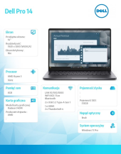 Laptop Dell Pro 14 PC14255/AMD Ryzen 3 210/8GB/512GB SSD/14.0 FHD+/AMD Radeon 740M/FgrPr/Cam & Mic/WLAN + BT/Backlit Kb/3 Cell/W11Pro - BTO501_PC14255_EMEA - Zdjęcie 2