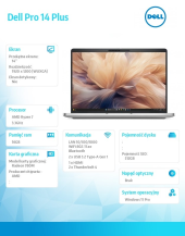 Laptop Dell Pro 14 Plus PB14255/AMD Ryzen 7 PRO 250/16GB/512GB SSD Gen4/14.0 FHD+/Radeon 780M/FgrPr&SmtCd/FHD/IR Cam/Mic/WLAN+BT/Backlit Kb/3Cell/W11P - BTO507_PB14255_EMEA - Zdjęcie 7