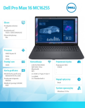 Laptop Dell Pro Max 16 MC16255 Win11Pro AMD Ryzen 350|32GB|512GB|RTX PRO 500Blackwell 6GB|FgrPr&SmtCd|FHD Cam&Mic|WLAN+BT|16.0" FHD+|6 Cell|130W/3Y PS - BTO602_MC16255_EMEA - Zdjęcie 2