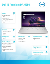 Laptop Dell 16 Premium DA16250 Win11Pro U7-255HX|32GB|1TB SSD|NVIDIA GeForce RTX 5060, 8GB GDDR7|WLAN + BT|16.3 FHD|Backlit Kb|6 Cell - DA16250_ARLH_006 - Zdjęcie 7