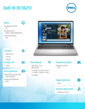 Laptop Dell 16 DC16251 W11P C7-150U|16GB|512GB|Intel Graphics|FgrPr|WLAN + BT|16.0 2.5K|BcklKb|4C|65W|3YPS Platinum Silver - DC16251_RPLU-R_003 - Zdjęcie 3