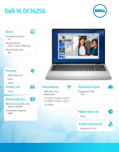 Laptop Dell 16 DC16256 W11P R7-350|32GB|1TB|AMD Radeon|FgrPr|WLAN+BT|16.0 FHD+|Backlit Kb|4C|65W|3YPS Platinum Silver (Metal) - DC16256_KRK_501 - Zdjęcie 5