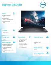 DELL Notebook Inspiron G16 7630 Win11Pro i9-13900HX/32GB/1TB SSD/16.0 QHD+/GeForce RTX 4070/Cam & Mic/WLAN + BT/Backlit Kb/6 Cell/3Y Basic Onsite - GALIO16_RPLH_2501_852_P - Zdjęcie 5