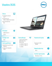 DELL Notebook Vostro 3535 Win11Pro Ryzen 5 7530U/8GB/256GB SSD/15.6 FHD/AMD Radeon/FgrPr/Cam & Mic/WLAN + BT/Backlit Kb/3 Cell/3Y ProSupport  - N1002VNB3535EMEA01 - Zdjęcie 2