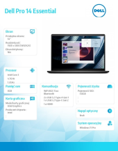Laptop Dell Pro 14 Essential PV14250 W11P C3-100U|8GB|512GB|Intel Graph|FgrPr|WLAN+BT|14.0 FHD+|BcklKb|3C|65W|3YPS Carbon Black (Plastic) - PV14250_RPLR_004 - Zdjęcie 2